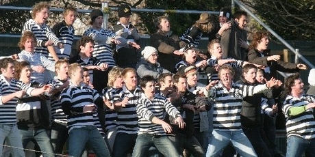 Students at a previous Christ's College vs Christchurch Boys' High School rugby match.