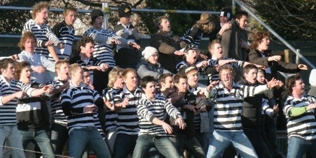 Students at a previous Christ's College vs Christchurch Boys' High School rugby match.