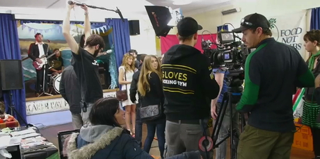 Behind the camera on the How To Meet Girls From A Distance shoot.