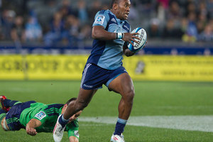 Auckland Blues David Raikuna in action against the Highlanders in the Super Rugby clash at Eden Park on Saturday night. 26 May 2012. Photo / Greg Bowker.