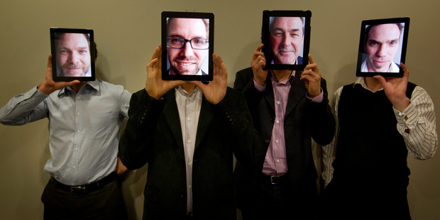 MediaBank directors, from left, Brenden Rolston, Nick Niblett, Ross Blakely and Steve Simpson. Photo / Richard Robinson