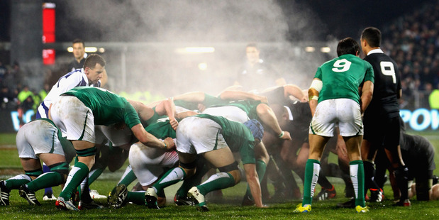 Ireland's scrum grew stronger the longer the match went on. Photo / Getty Images.