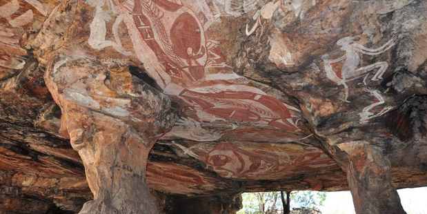 Ancient rock art discovered in the Northern Territory of Australia by Professor Bryce Barker (above).