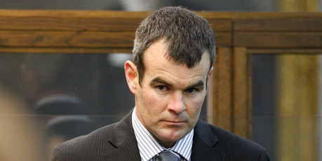 Ewen Macdonald in the dock yesterday on the 11th day of his High Court trial on a charge of murdering his brother-in-law, Scott Guy. Photo / Mark Mitchell