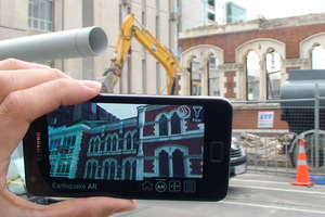 The CityViewAR application helps residents to remember Christchurch streetscapes before the earthquakes started in September 2010. Photo / www.hitlabnz.org