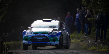 Finland's Jari-Matti Latvala in the Ford World Rally car Fiesta RS WRC car. Photo / Greg Bowker