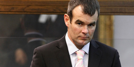 Ewen Macdonald in court yesterday when evidence was given about a missing boot. Photo / Mark Mitchell