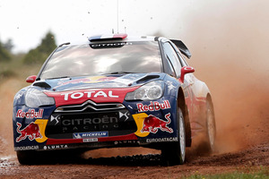 Sebastien Loeb leads the Rally of New Zealand after overtaking Citroen teammate Mikko Hirvonen. File photo / AP
