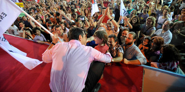 Supporter's of Greece's radical left-wing Syriza party at a rally last week. Greece's elections are causing unease around Europe. Photo / AP
