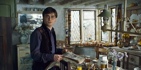 Daniel Radcliffe plays Harry Potter in the series.