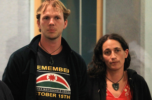 Urs Signer and Emily Bailey in the High Court in Auckland during the trial of the Urewera Four. Photo / NZ Herald