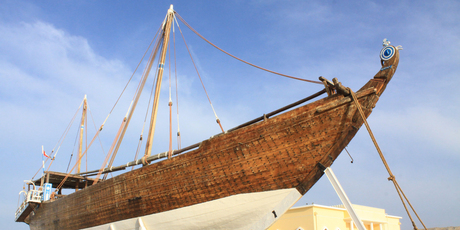 This 150-year-old dhow, which was built in Sur and traded around the world, now rests in front of the city's new museum. Photo / Jim Eagles