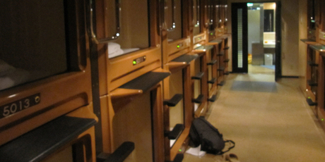 Tokyo's capsule hotels are mostly used by workers who miss the last train home. To get a good night's sleep you may need earplugs to block out the noises coming from other capsules. Photo / Nicholas Jones
