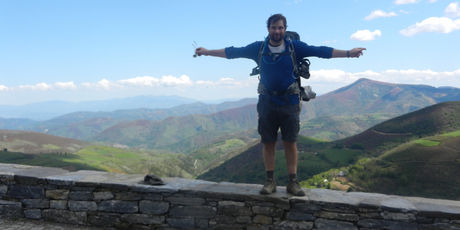 At the top after conquering the brutal 8km climb to O Cebreiro. Photo / Simon Winter