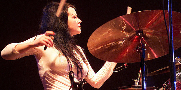 Meg White performs with The White Stripes at The St James in Auckland in 2003. Photo / Richard Robinson