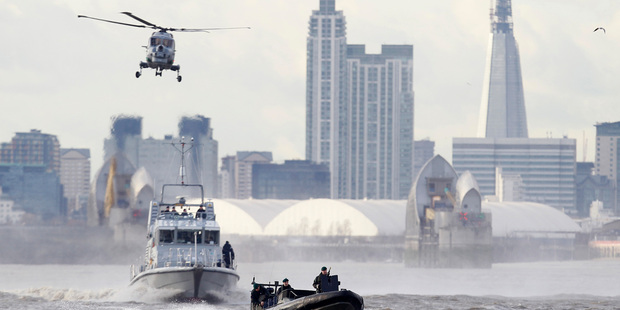 Security forces take part during in a combined security exercise for the London 2012 Olympic Games. Photo / AP