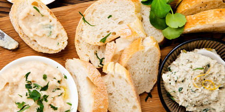Bread, baba ganoush and taramasalata. Photo / Babiche Martens