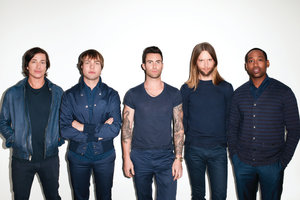 Adam Levine (centre) with his Maroon 5 bandmates. Photo / Supplied