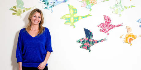 Artist Mariee Guinibert photographed with the flying ducks she sells at the monthly MoAD Design Markets. Photo / Babiche Martens