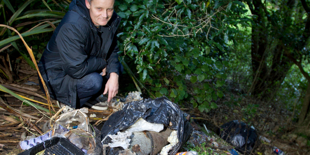 Peter Hagglund is fed up with illicit dumping. Photo / Kellie Blizard