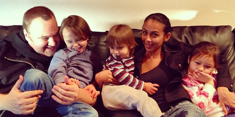Kim Dotcom and his wife Mona with their children. Photo / Supplied