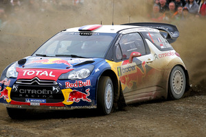 Sebastien Loeb (FRA) and co-driver Daniel Elena (MCO) compete in their Citroen DS3 WRC during Day Two of the Brother Rally New Zealand.
Photo / File