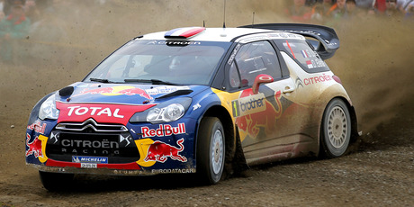 Sebastien Loeb (FRA) and co-driver Daniel Elena (MCO) compete in their Citroen DS3 WRC during Day Two of the Brother Rally New Zealand.
Photo / File
