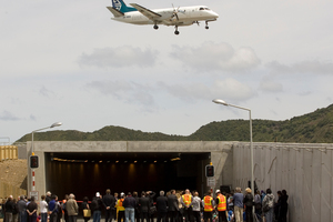 File photo of the 2006 opening of the Moa Point Tunnel. Moa Point Rd was closed due to high swells this morning. Photo / NZ Herald