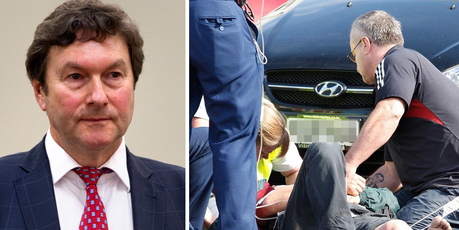 Guy Hallwright, left, was on trial over injuring another motorist during a road rage incident, seen at right. Photos / File