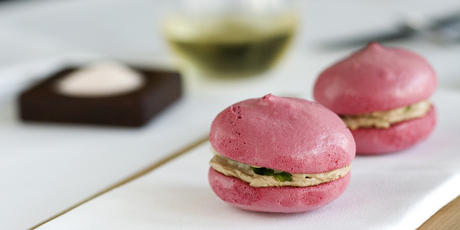 Michael Meredith's surprising smoked duck and beetroot meringue starter. Photo / Babiche Martens