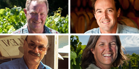 (Clockwise from top left) Steve Smith of Craggy Range; Blair Walter of Felton Road; Dorien Vermaas of Staete Landt Wines and Graeme Avery of Sileni Estates. Photo / Supplied/Frank Gasteiger