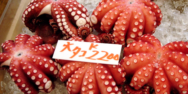 Octopus for sale at the Tsukiji fish market in Tokyo. Photo / Thinkstock