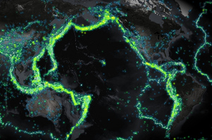 A map detailing all magnitude 4.0 or greater earthquakes from 1898 through to 2003. Photo / idvsolutions.com
