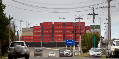 Goods are moved between ports and this central depot in Onehunga. Photo / Steven McNichol