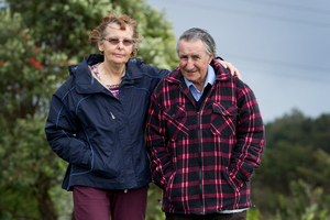 Linda Barlow with husband Bill. Bill suffered a head injury many years ago and Linda cares for him at their home south of Auckland. Photo / Sarah Ivey
