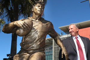 Brad Beetson at the unveiling of his father's statue yesterday.Picture / Courier Mail.