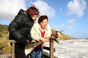 Judith Furlong (right), who visited Sunset Beach where her daughter's body was found, says she said her goodbyes long ago. Picture / Chris Gorman