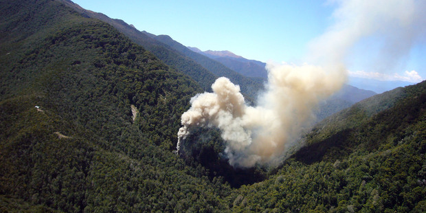 Smoke pours from the underground Pike River mine after the 2010 explosions. Photo / File