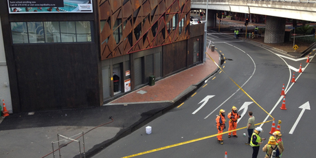 Fire and Chemical hazard service people attend a chlorine leak at the newly refurbished Tepid Baths in Auckland. Photo / Sarah Ivey