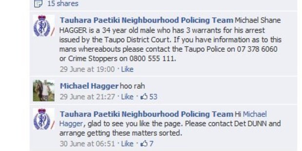 Michael Hagger is still being sought by police, despite his interaction with them on Facebook. Photo / supplied