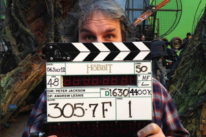Peter Jackson on set on the last day of Hobbit shooting. Photo / Facebook