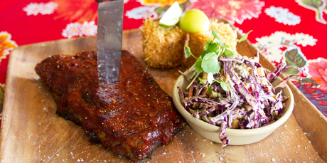 Chihuahua's half-slab of ribs - the accompanying corn with parmesan chilli was inventive. Photo / Kellie Blizard