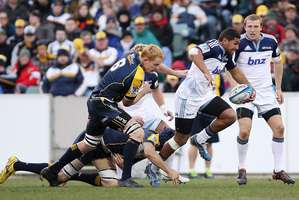 Charles Piutau, a late-season introduction, breaks through against the Brumbies at Canberra Stadium. Photo / Getty Images