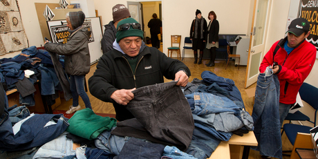 James Ripia chooses some jeans. Photo / Brett Phibbs