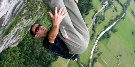 Alan McCandlish was killed while base jumping in a similar spot in Switzerland. Photo / Supplied, Facebook