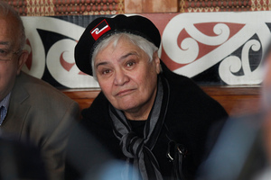 Tariana Turia wore a black beret with a tino rangatiratanga patch to the Waiwhetu Marae yesterday. Photo / Mark Mitchell