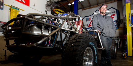 Lotto winner Trevor Cooper indulges his passion for motorsport with his off-road buggy. Photo / Kellie Blizard
