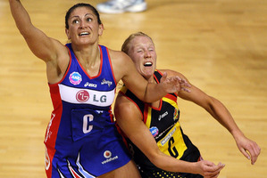 Temepara George (left) and Laura Langman have been fierce but friendly rivals on the court. Photo / Getty Images