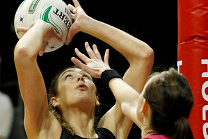 Irene van Dyk is still firing at 40 making Cathrine Latu's bid for national goal shoot difficult. Photo / Christine Cornege.