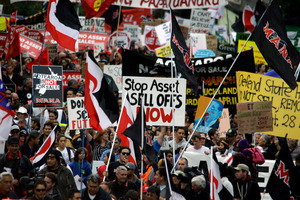 Opposition to the Government's partial asset sales policy moves today from public protest to a Lower Hutt marae. Photo / APN